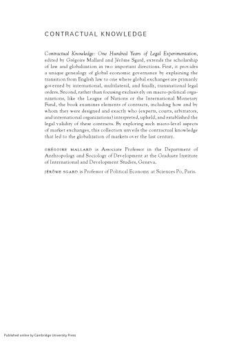 Contractual Knowledge: One Hundred Years of Legal Experimentation in Global Markets