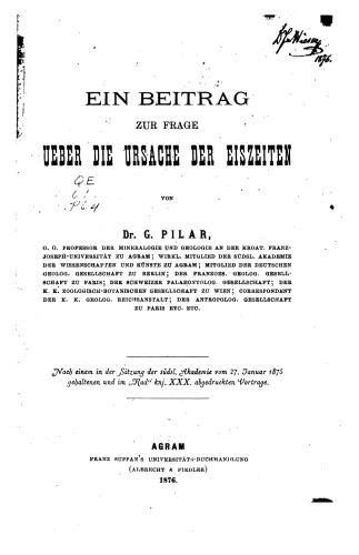 Ein Beitrag zur Frage über die Ursache der Eiszeiten