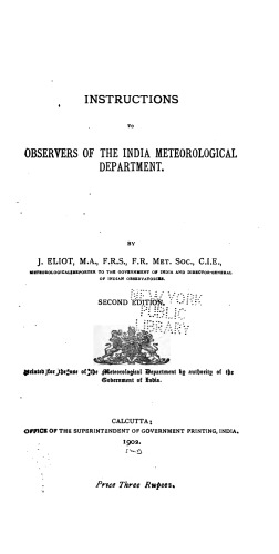 Instructions to observers of the India Meteorological Department
