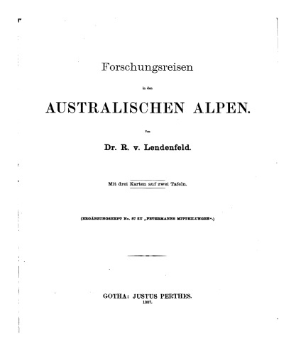Forschungsreisen in den Australischen Alpen