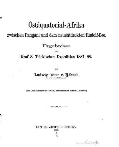 Ostäquatorial-Afrika zwischen Pangani und dem neuentdeckten Rudolf-See : Ergebnisse der Graf S. Telekischen Expedition 1887-88
