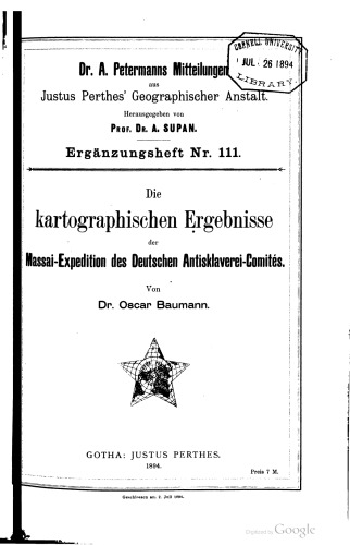 Die kartographischen Ergebnisse der Massai-Expedition des Deutschen Antisklaverei-Comités
