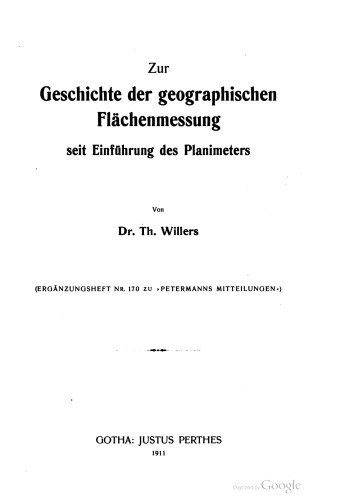 Zur Geschichte der geographischen Flächenmessung seit Einführung des Planimeters