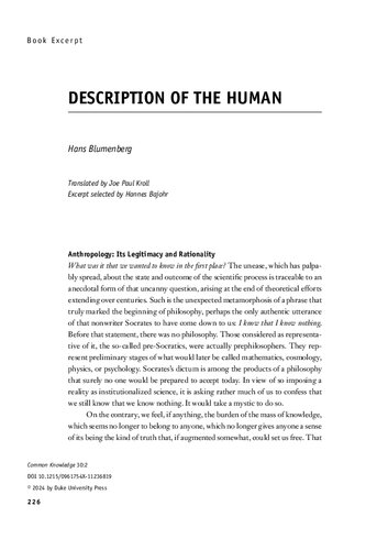 Description of the Human (excerpt)