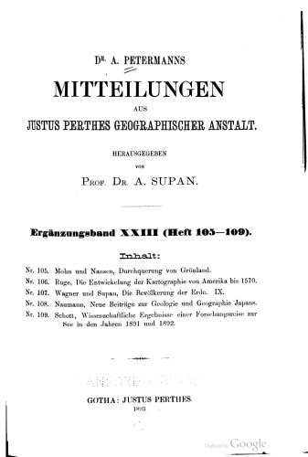 Wissenschaftliche Ergebnisse von Dr. F. Nansens Durchquerung von Grönland 1888