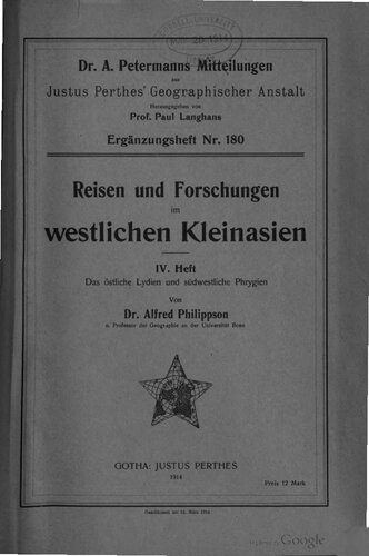 Reisen und Forschungen im westlichen Kleinasien : Das östliche Lydien und südwestliche Phrygien