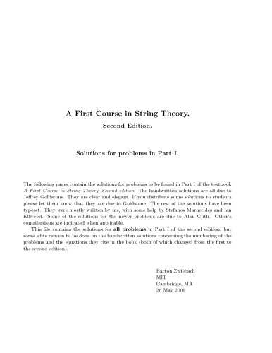 A First Course in String Theory.. Solutions. Part 1