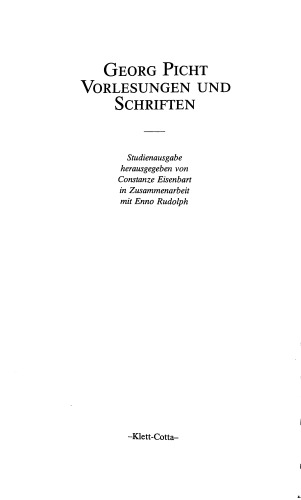 Vorlesungen und Schriften. Studienausgabe / Von der Zeit: Einf. v. Kuno Lorenz
