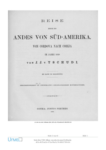 Reise durch die Andes von Süd-Amerika: von Cordova nach Cobija im Jahre 1858