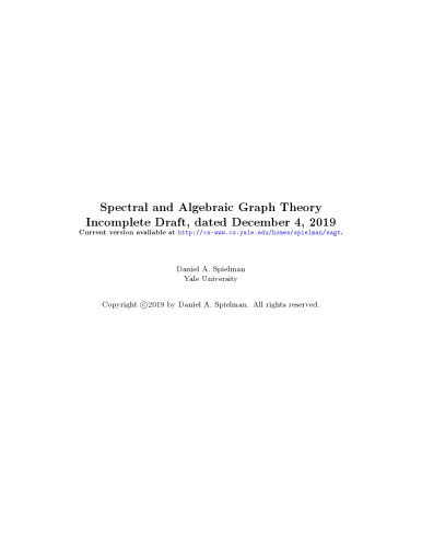 Spectral and algebraic graph theory