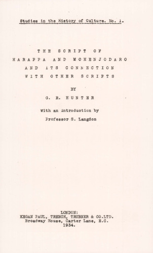 The script of Harappa and Mohenjodaro and its connection with other scripts