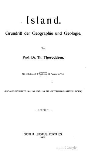 Island : Grundriss der Geographie und Geologie