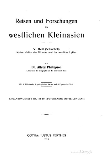 Reisen und Forschungen im westlichen Kleinasien : Karien südlich des Mäander und das westliche Lykien
