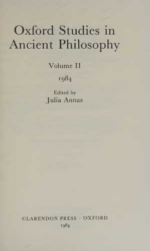 Oxford Studies in Ancient Philosophy, Volume 2
