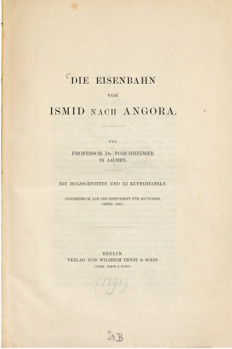 Die Eisenbahn von Ismid nach Angora