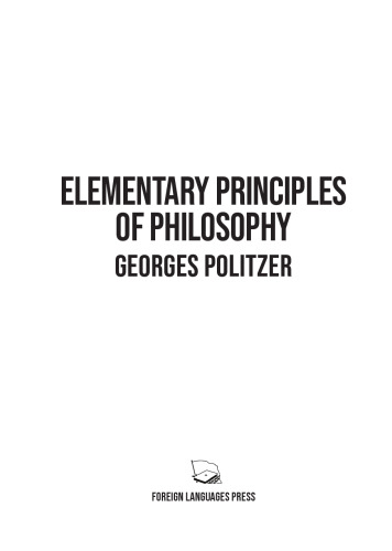 Elementary Principles of Philosophy