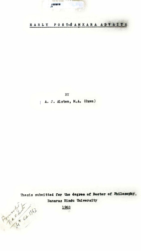 Early Post-Samkara Advaita