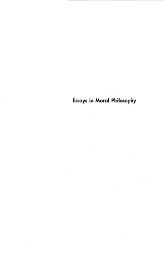 Essays in Moral Philosophy