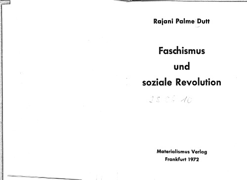 Faschismus und soziale Revolution