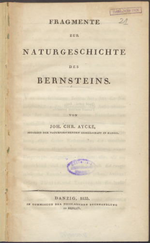 Fragmente zur Naturgeschichte des Bernsteins