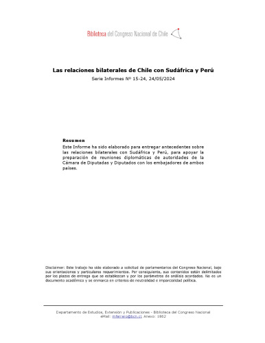 Las relaciones bilaterales de Chile con Sudáfrica y Perú