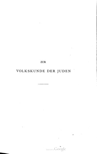Zur Volkskunde der Juden