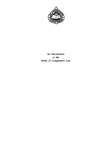 An Introduction to the Study of Comparative Law