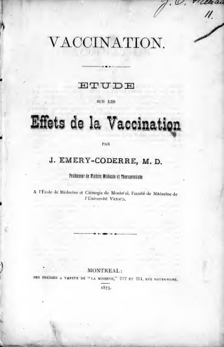 Vaccination. Etude sur les effets de la vaccination