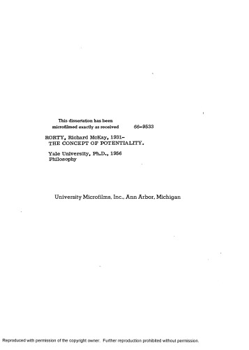 [Dissertation] The Concept of Potentiality