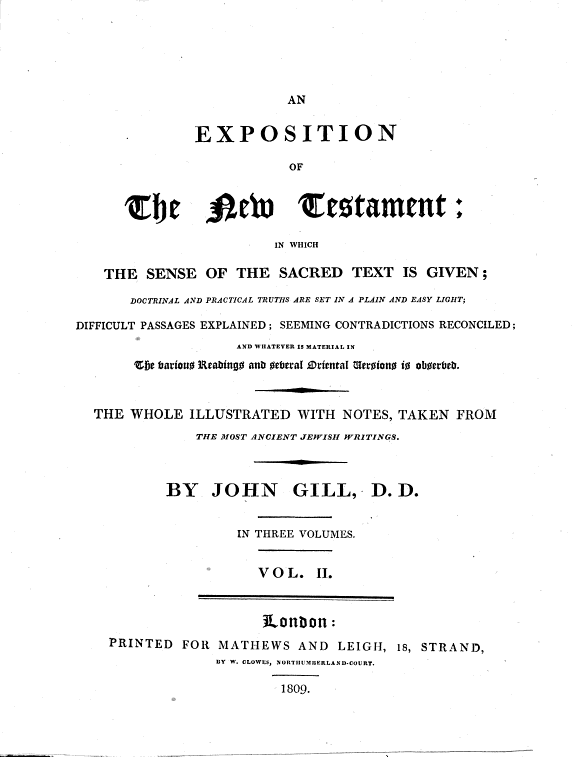 An Exposition of the New Testament in Three Volumes