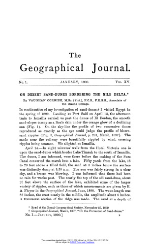 On Desert Sand-Dunes Bordering the Nile Delta