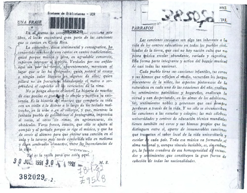 Lo que se canta en Costa Rica