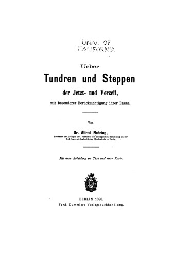 Über Tundren und Steppen der Jetzt- und Vorzeit, mit besonderer Berücksichtigung ihrer Fauna