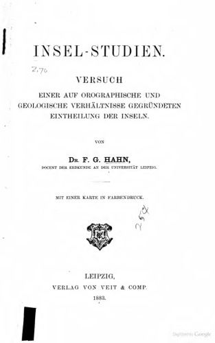 Insel-Studien : Versuch einer auf gegraphischen und geologischen Verhältnissen gegründeten Einteilung der Inseln