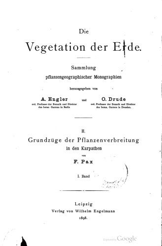 Grundzüge der Pflanzenverbreitung in den Karpathen [Karpaten]