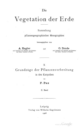 Grundzüge der Pflanzenverbreitung in den Karpathen [Karpaten]