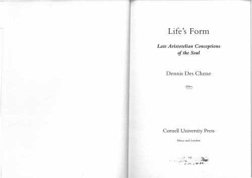 Life's Form: Late Aristotelian Conceptions of the Soul