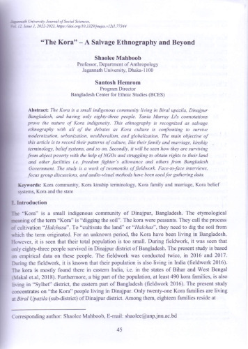 The Kora - A Salvage Ethnography and Beyond