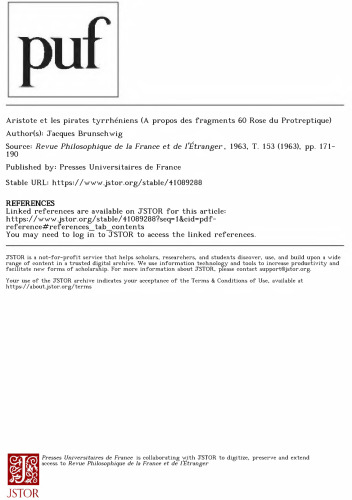 Aristote et les pirates tyrrhéniens / Aristotle and the Tyrrhenian pirates