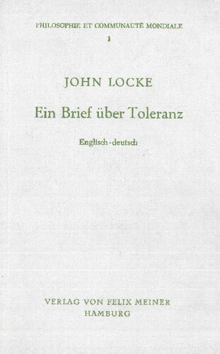 Ein Brief über Toleranz ; Englisch-deutsch