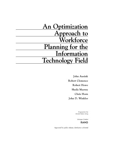 An Optimization Approach to Workforce Planning for the Information Technology Field