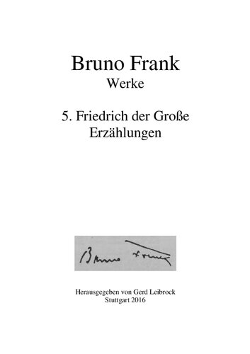Werke Bd. 5: Erzählungen um Friedrich den Großen
