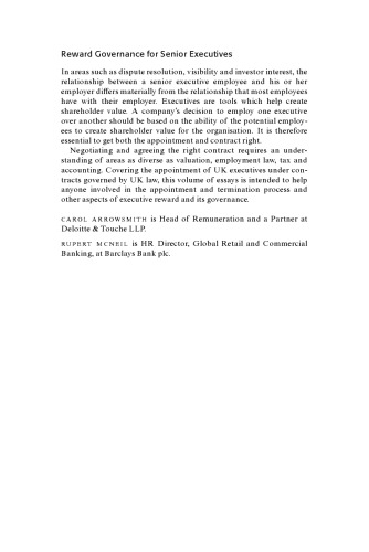 Reward Governance for Senior Executives (Law Practitioner Series)
