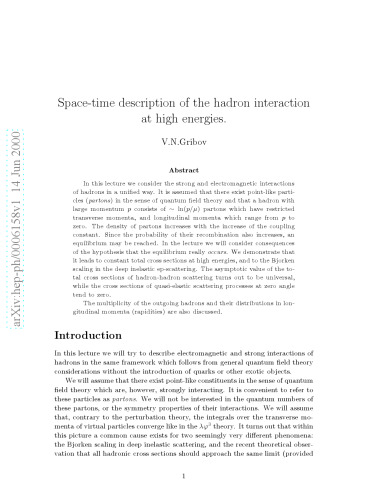 Space-time description of the hadron interaction at high energies