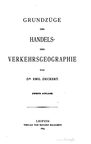 Grundzüge der Handels- und Verkehrsgeographie