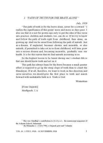 The Complete Works of Mahatma Gandhi Volume 21