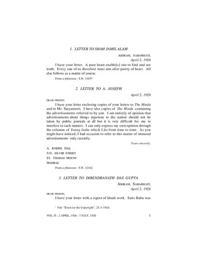 The Complete Works of Mahatma Gandhi Volume 35