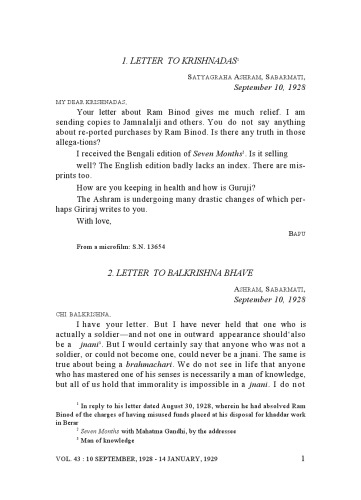 The Complete Works of Mahatma Gandhi Volume 43