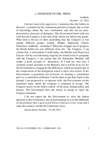 The Complete Works of Mahatma Gandhi Volume 54