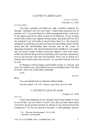 The Complete Works of Mahatma Gandhi Volume 70